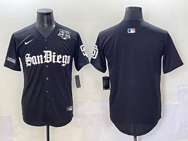 Men 2025 San Diego Padres Blank Black Five generations Joint Name Nike MLB Jersey style 6